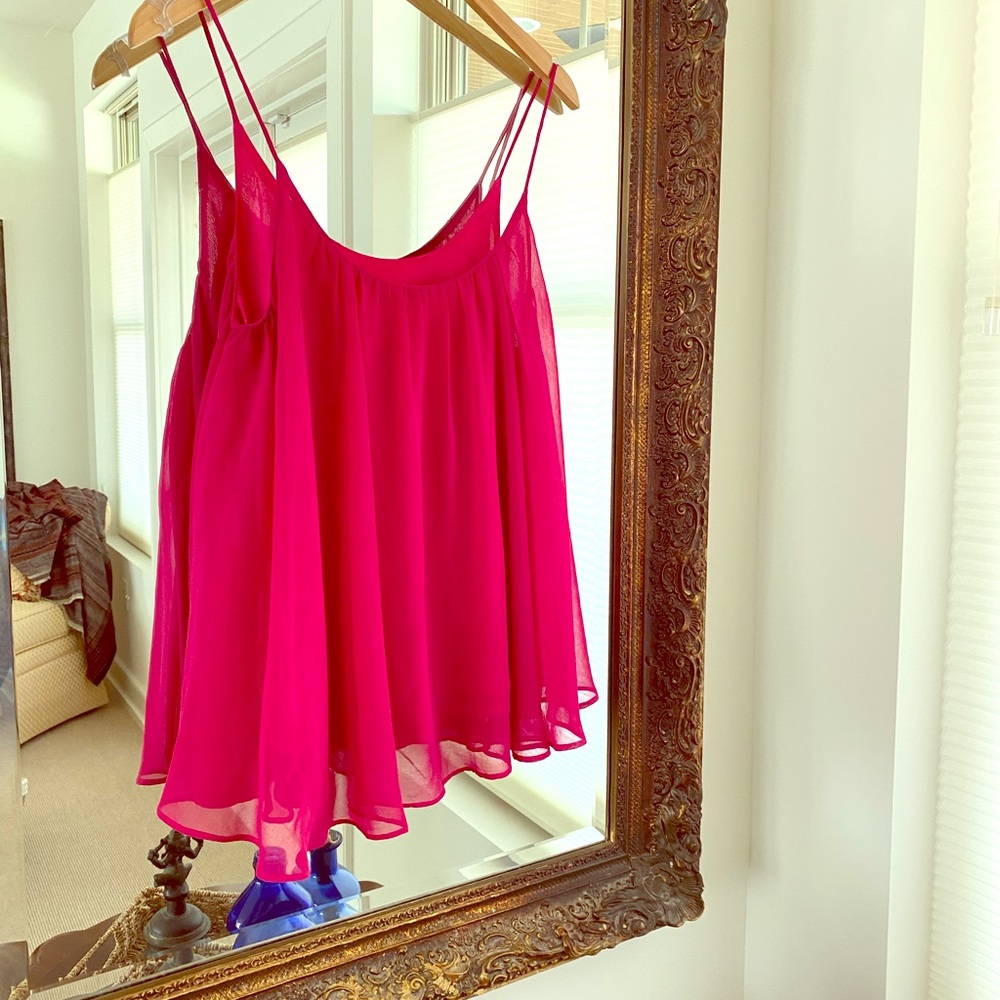Fuschia spaghetti strap  top, chiffon